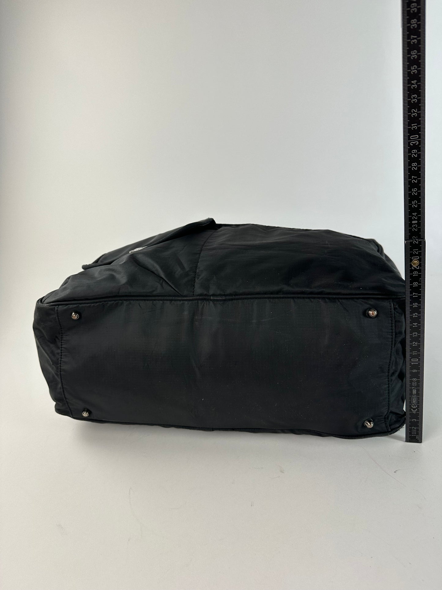 Vintage Courreges Ripstop Nylon Weekender Duffle Bag Black