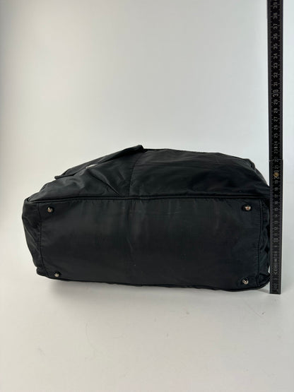 Vintage Courreges Ripstop Nylon Weekender Duffle Bag Black