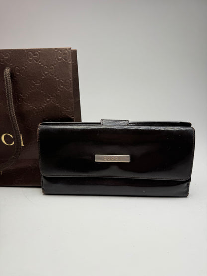 Vintage Gucci Patent Leather Wallet Brown