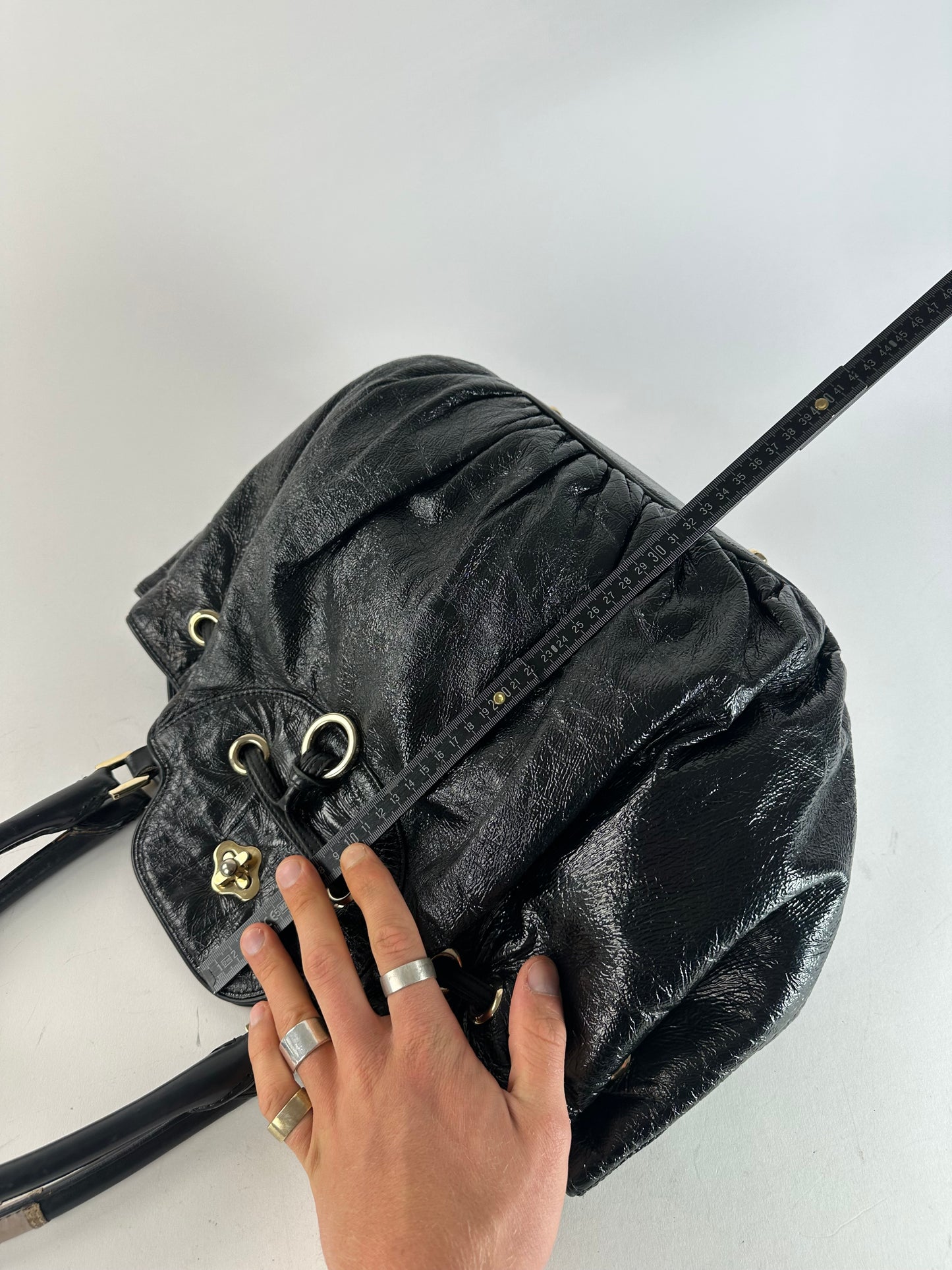 Vintage Emilio Pucci Patent Leather Handbag Black