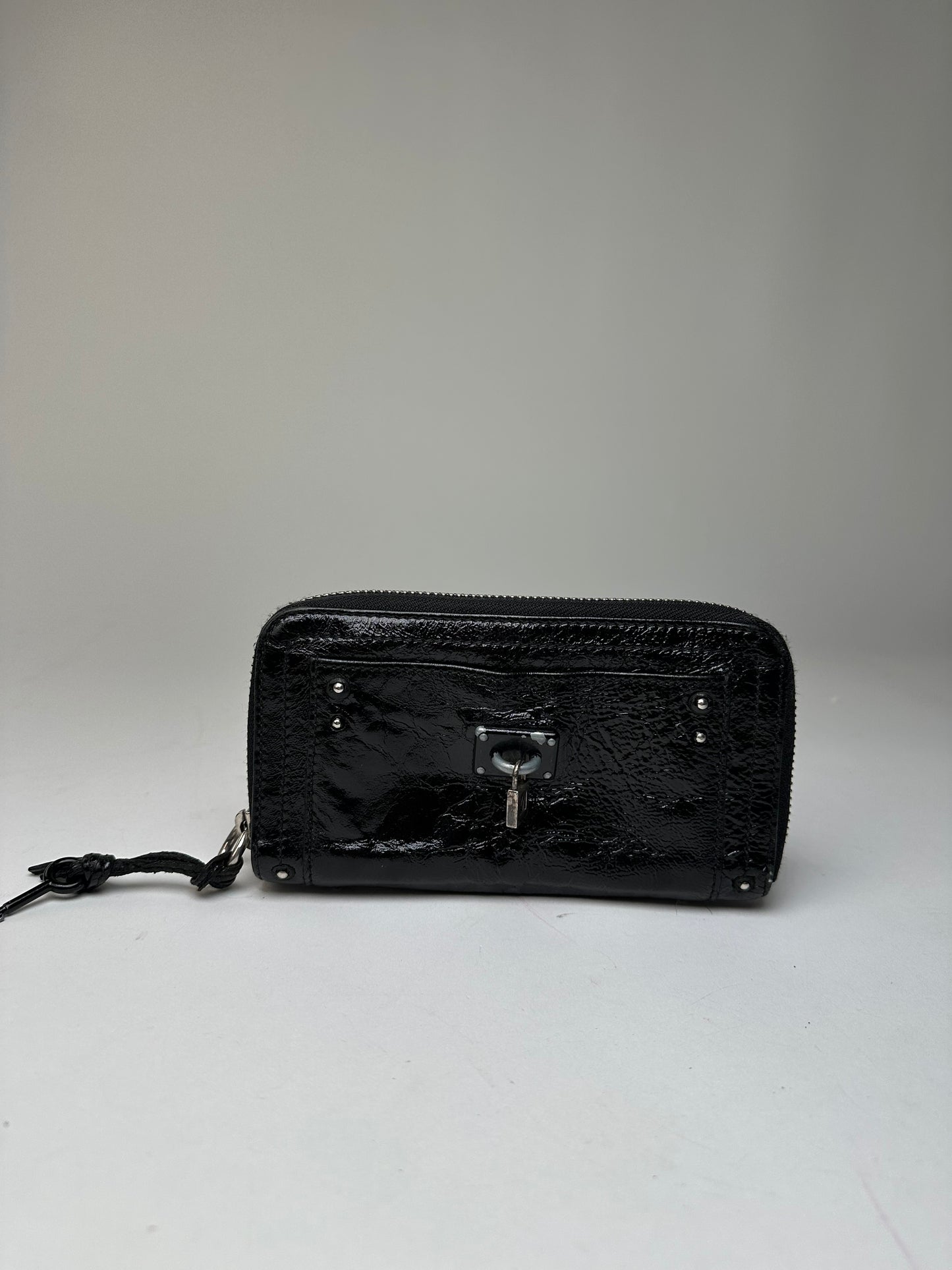 Vintage Chloe Patent Leather Zip-Around Continental Wallet Black
