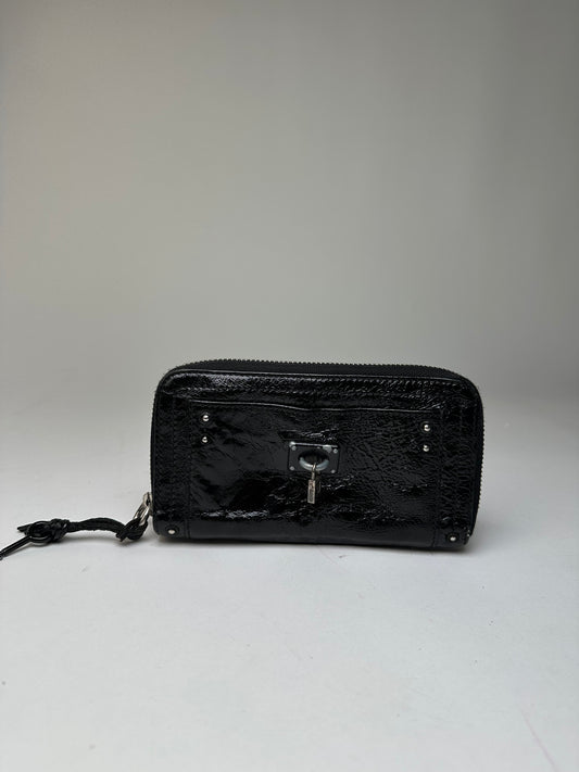 Vintage Chloe Patent Leather Zip-Around Continental Wallet Black
