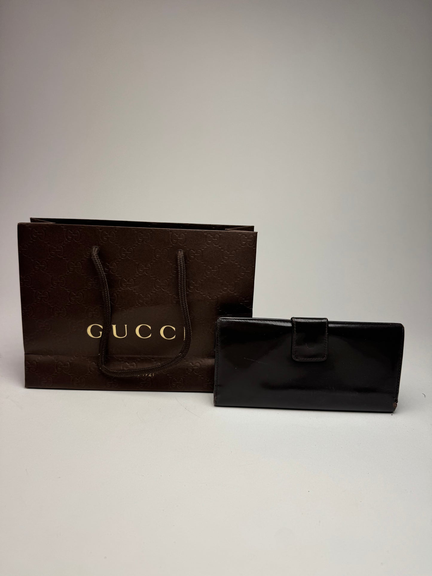 Vintage Gucci Patent Leather Wallet Brown