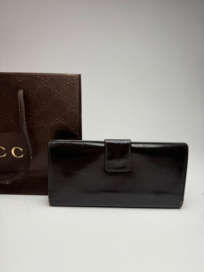 Vintage Gucci Patent Leather Wallet Brown