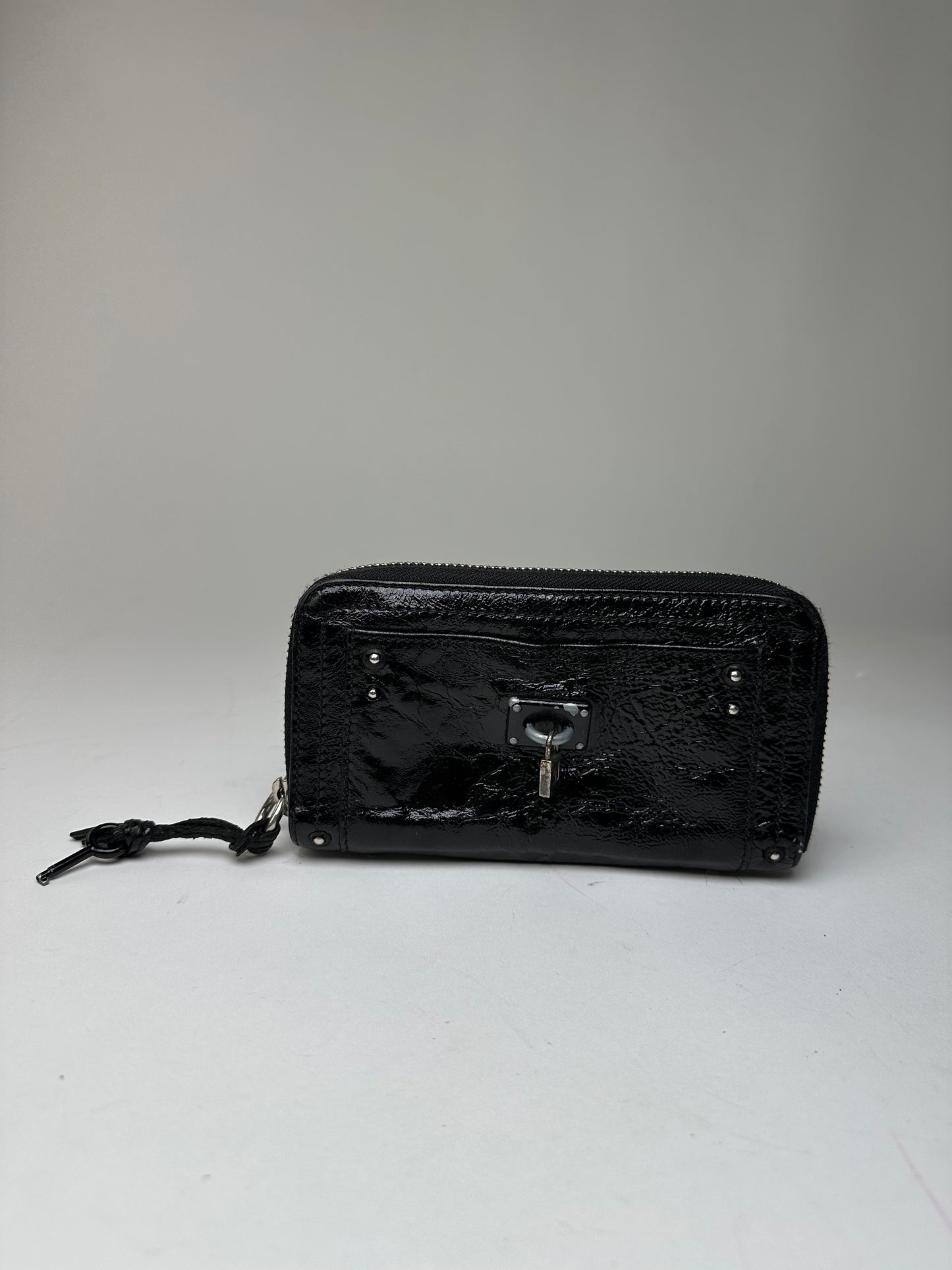 Vintage Chloe Patent Leather Zip-Around Continental Wallet Black