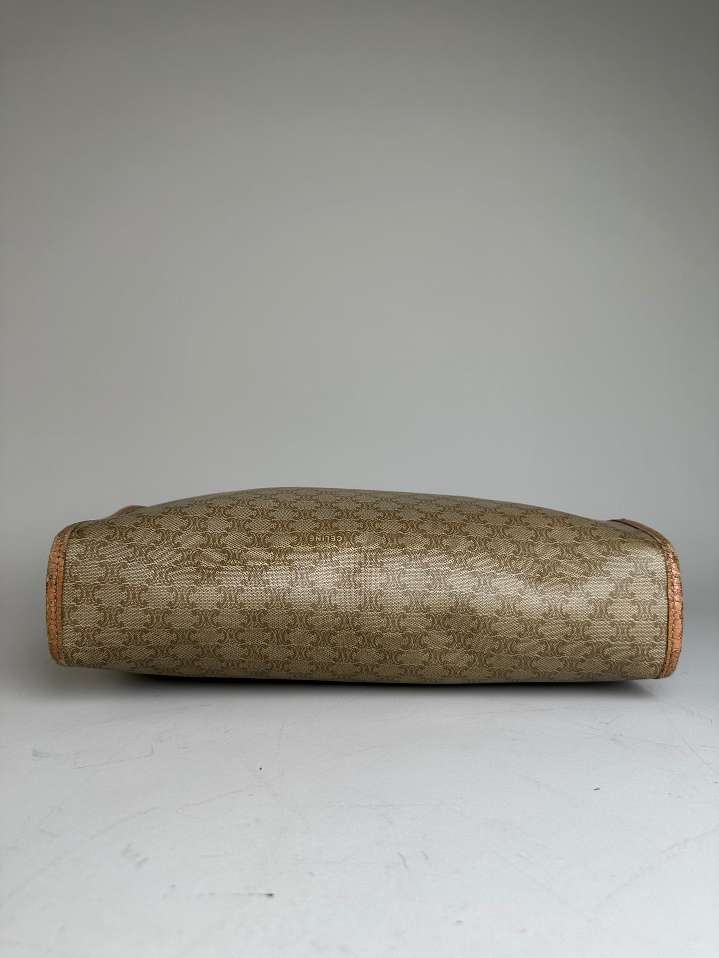 Vintage Celine Monogram Canvas Clutch Bag Beige Brown