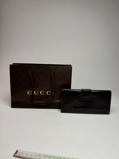 Vintage Gucci Patent Leather Wallet Brown