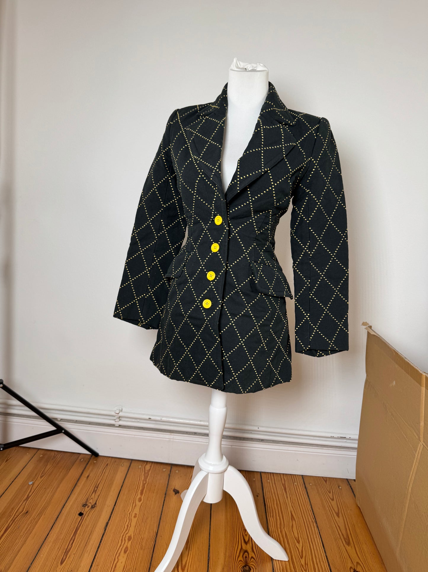 Vintage Kansai Yamamoto Trenchcoat black Yellow S/M