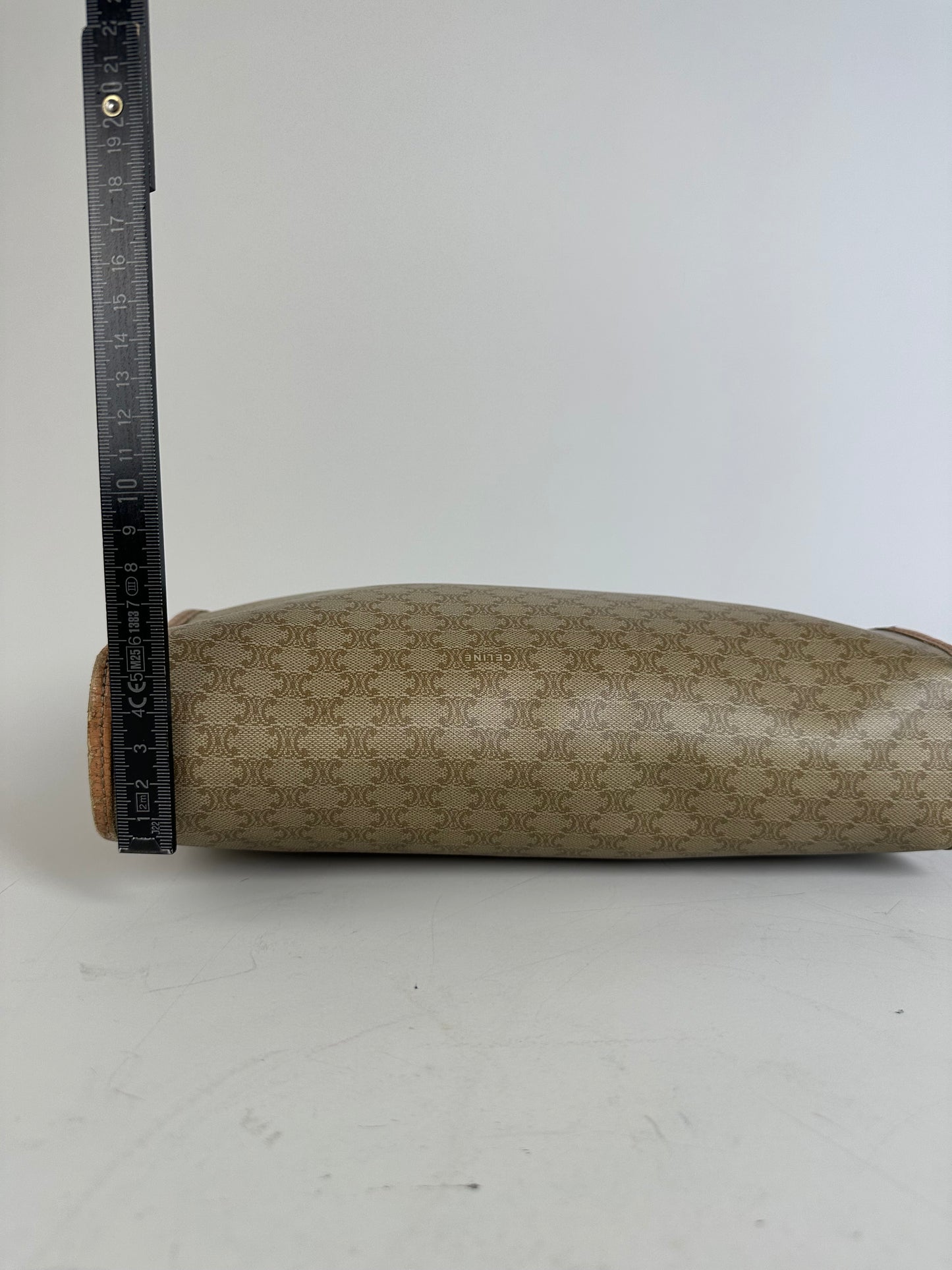 Vintage Celine Monogram Canvas Clutch Bag Beige Brown