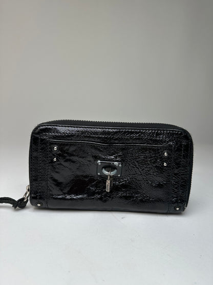 Vintage Chloe Patent Leather Zip-Around Continental Wallet Black
