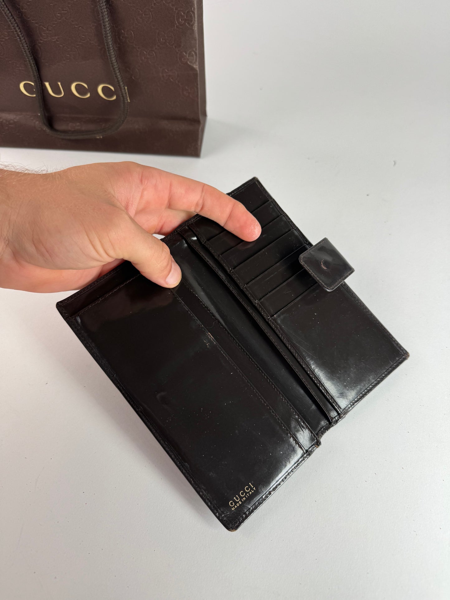 Vintage Gucci Patent Leather Wallet Brown