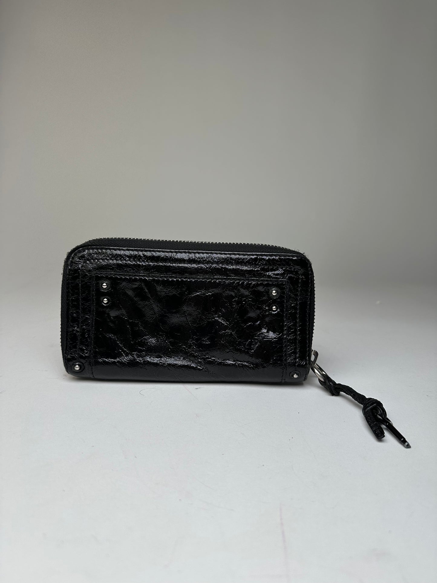 Vintage Chloe Patent Leather Zip-Around Continental Wallet Black