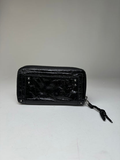 Vintage Chloe Patent Leather Zip-Around Continental Wallet Black