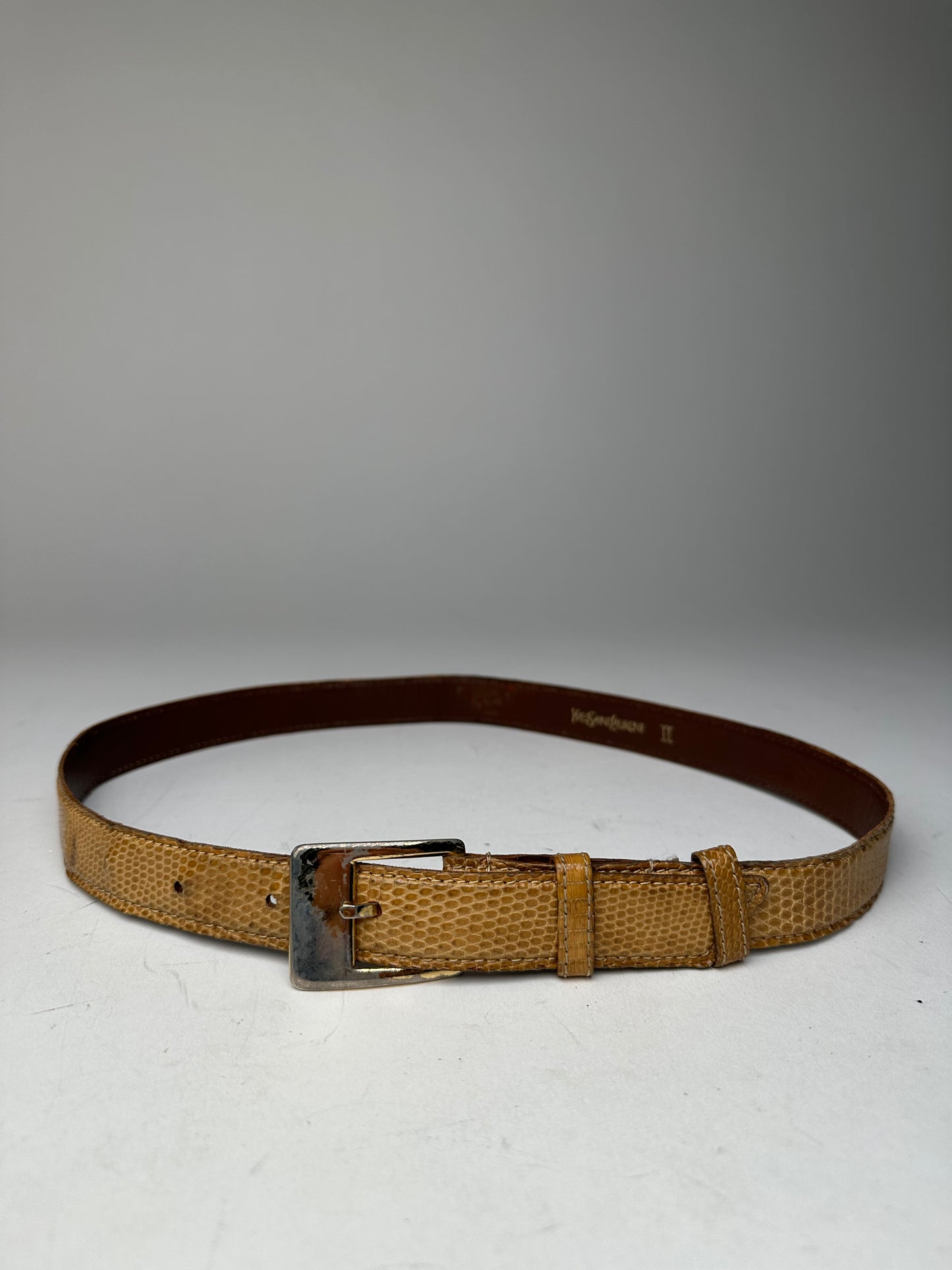 Vintage Yves Saint Laurent Snakeskin Belt Brown