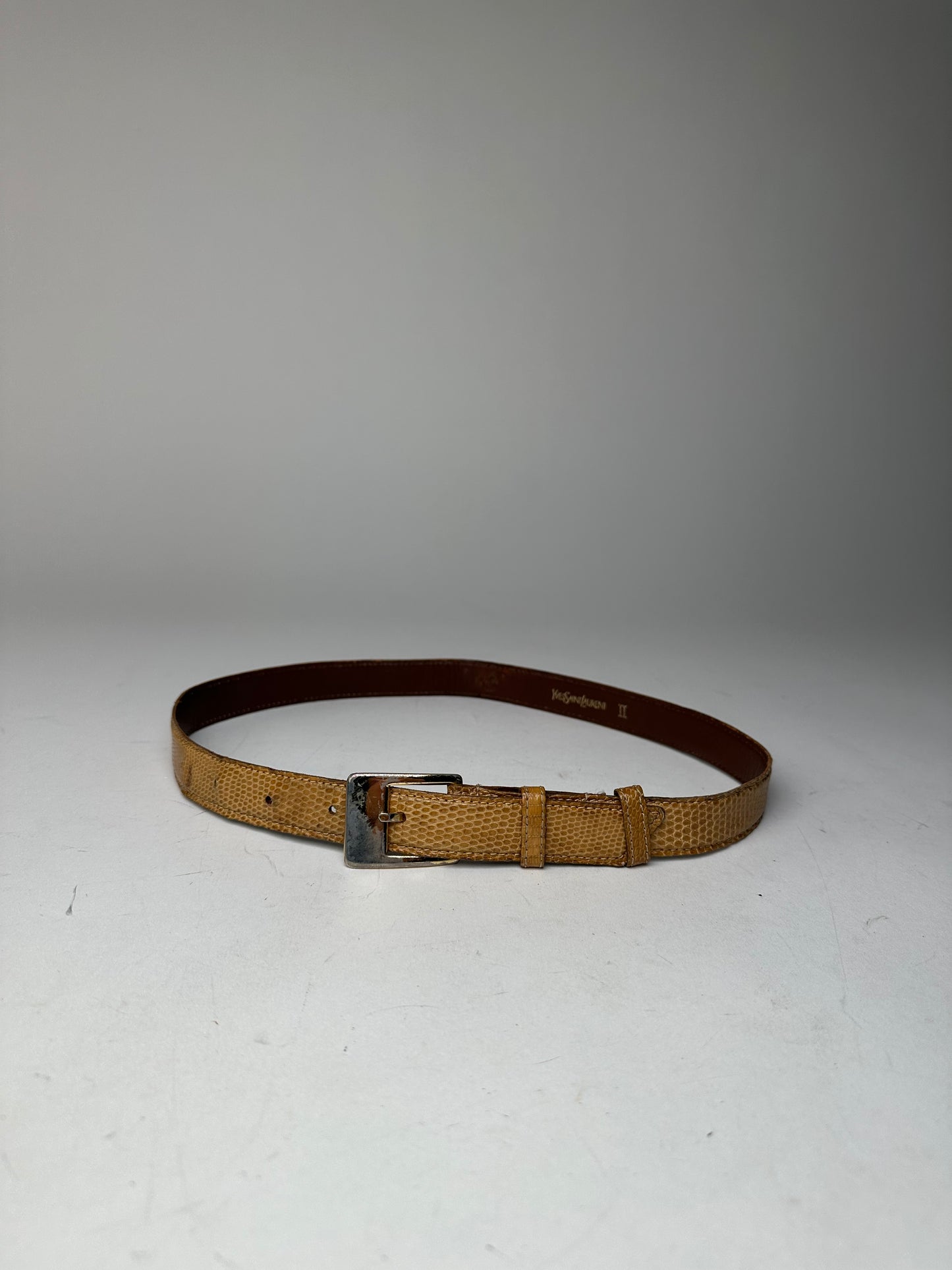 Vintage Yves Saint Laurent Snakeskin Belt Brown