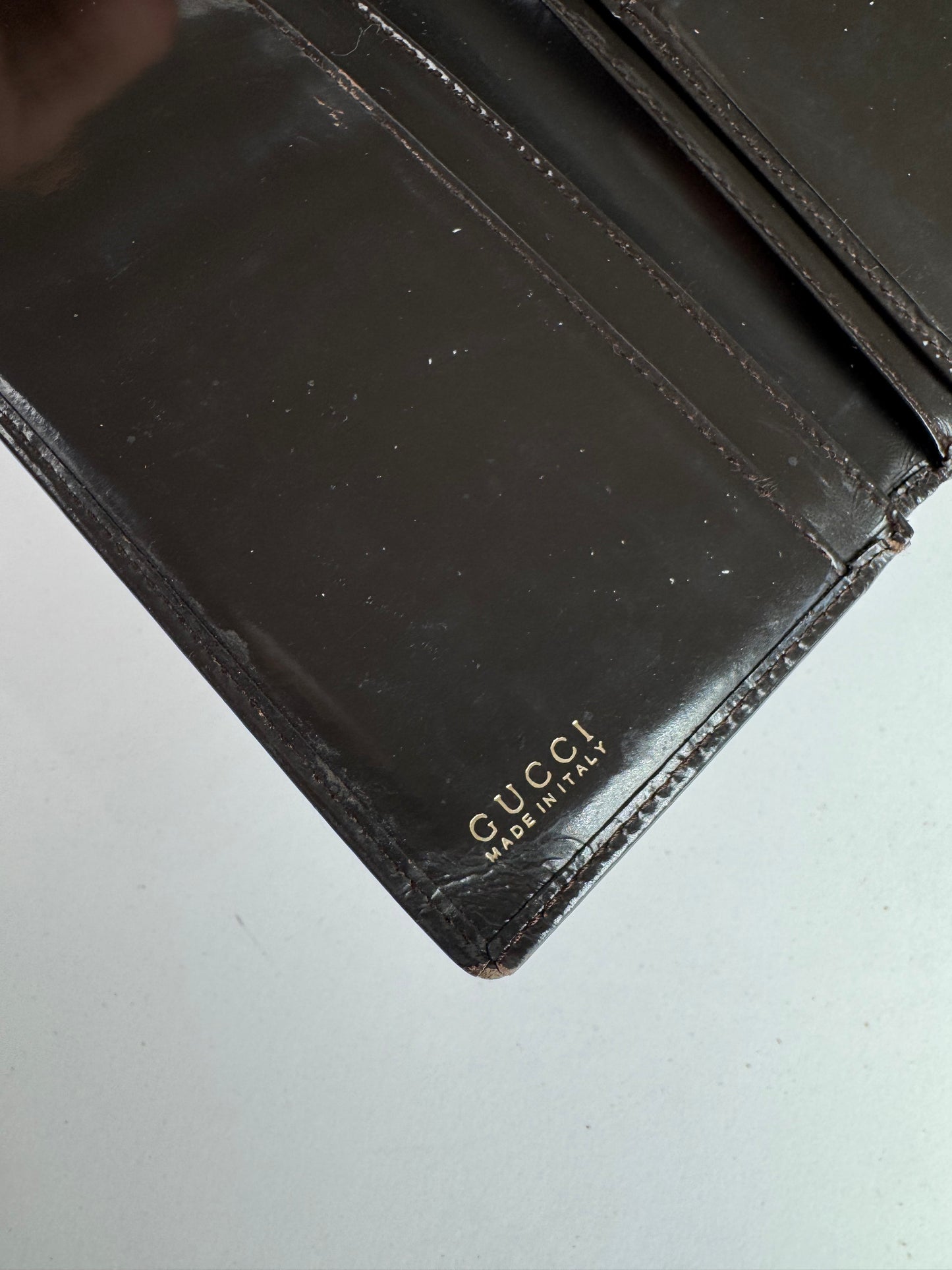 Vintage Gucci Patent Leather Wallet Brown