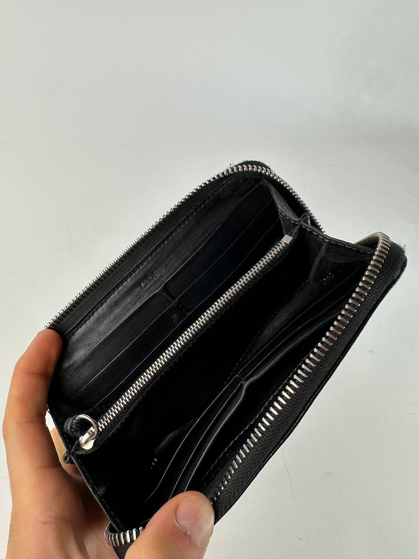Vintage Chloe Patent Leather Zip-Around Continental Wallet Black