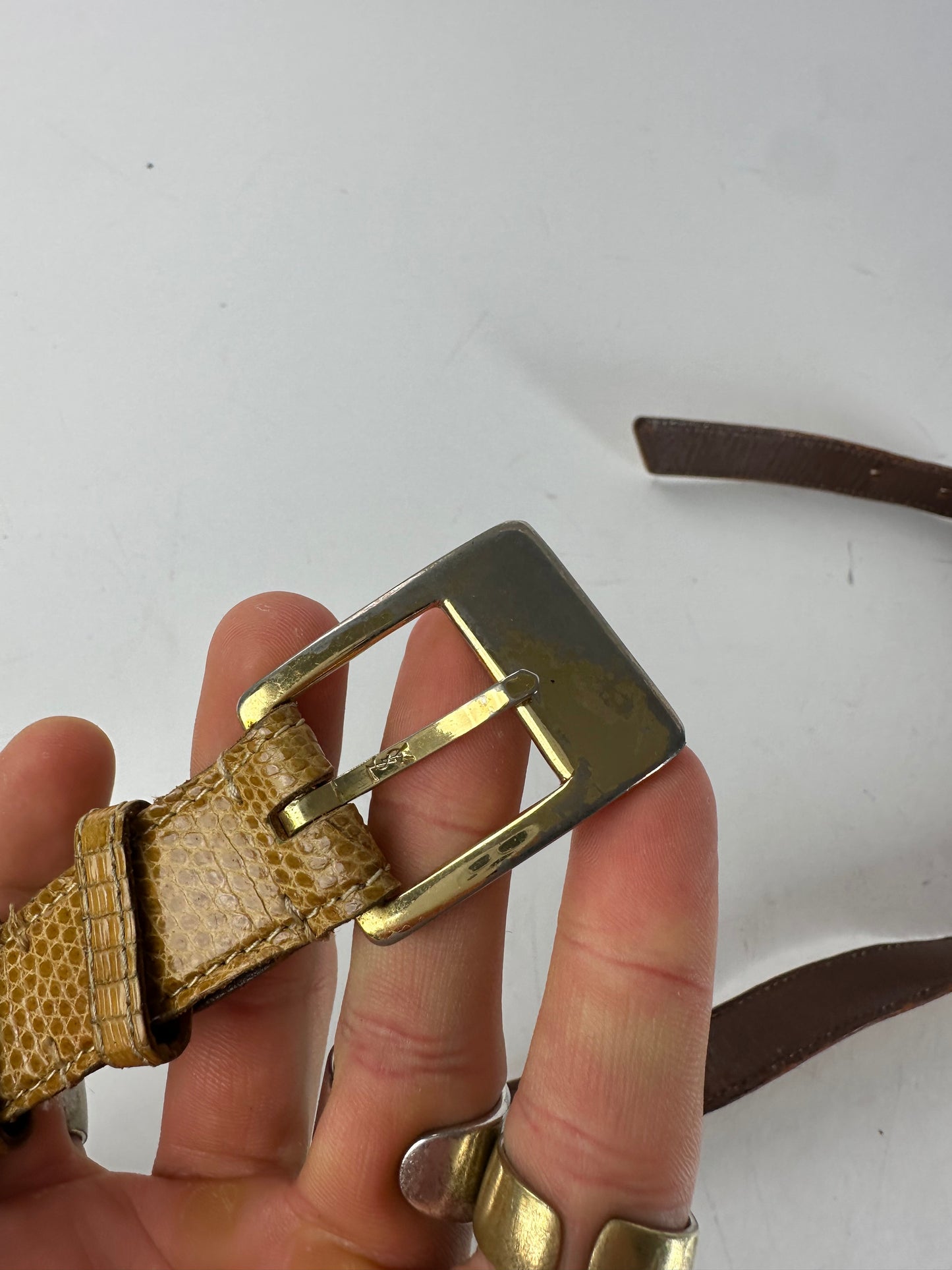 Vintage Yves Saint Laurent Snakeskin Belt Brown