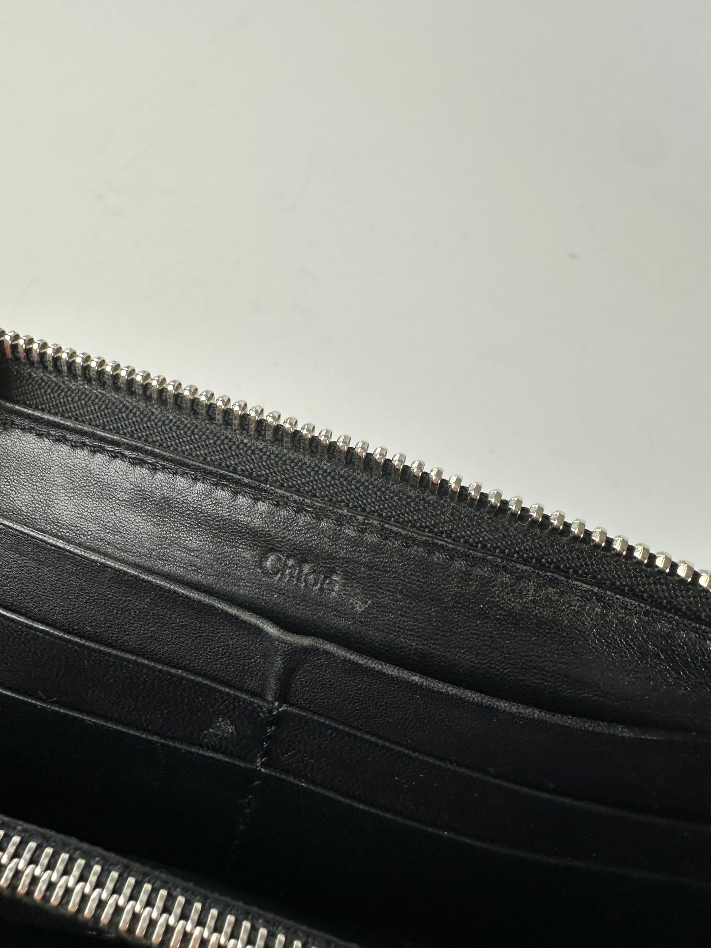 Vintage Chloe Patent Leather Zip-Around Continental Wallet Black