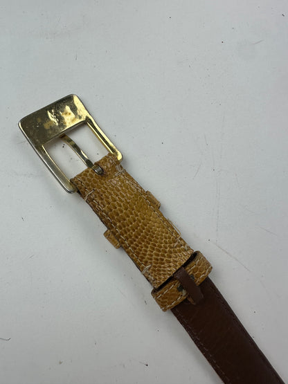 Vintage Yves Saint Laurent Snakeskin Belt Brown