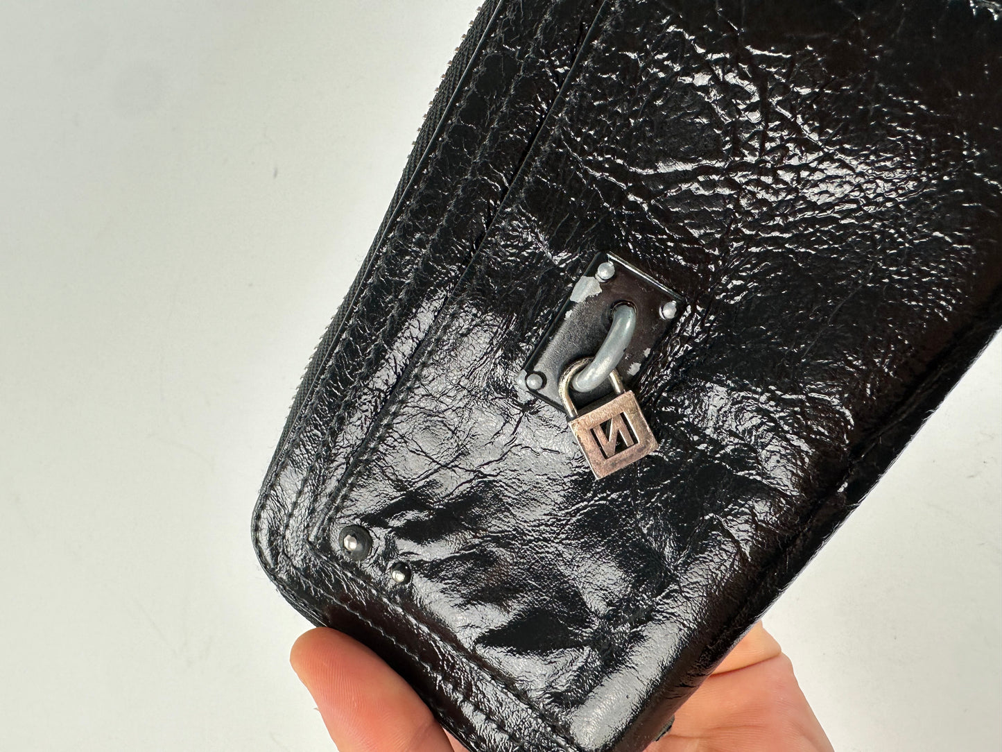Vintage Chloe Patent Leather Zip-Around Continental Wallet Black