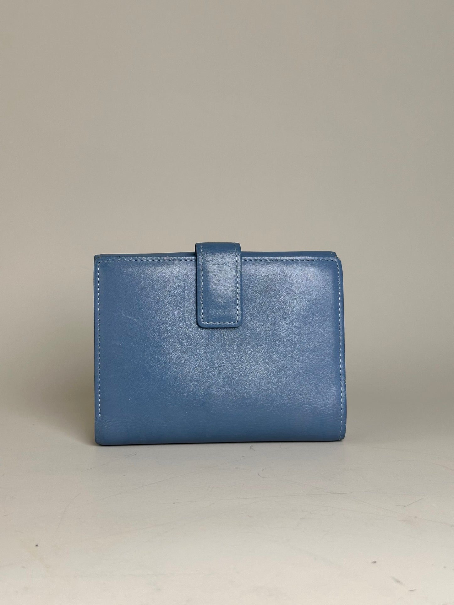 Vintage Saint Laurent Grained Leather Wallet Cobalt Blue Gold