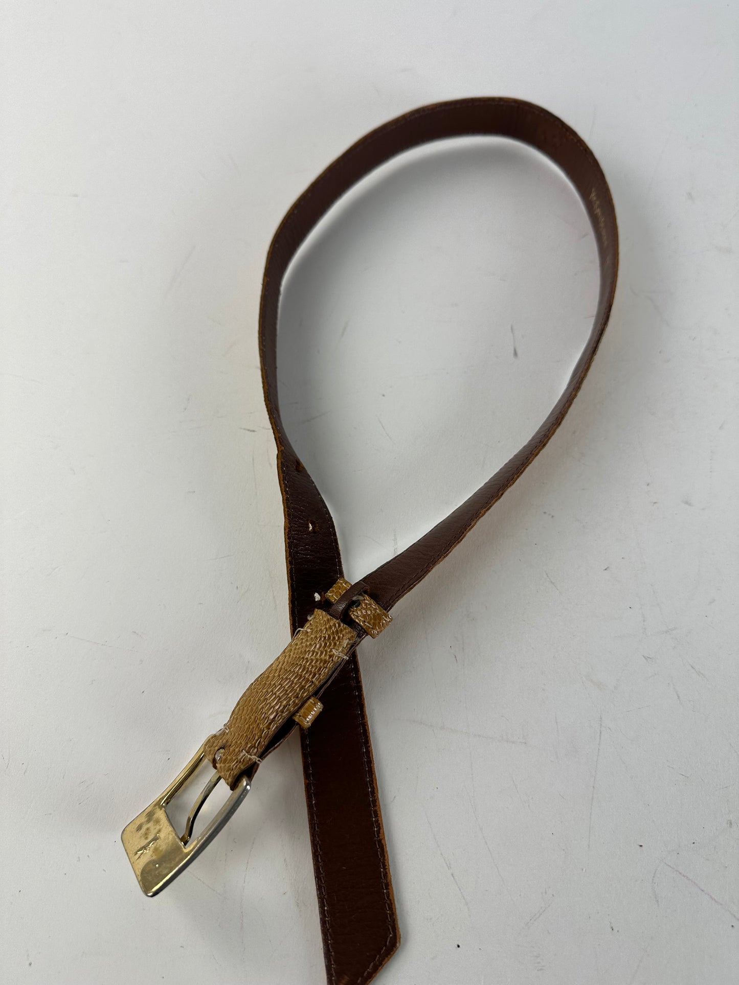 Vintage Yves Saint Laurent Snakeskin Belt Brown