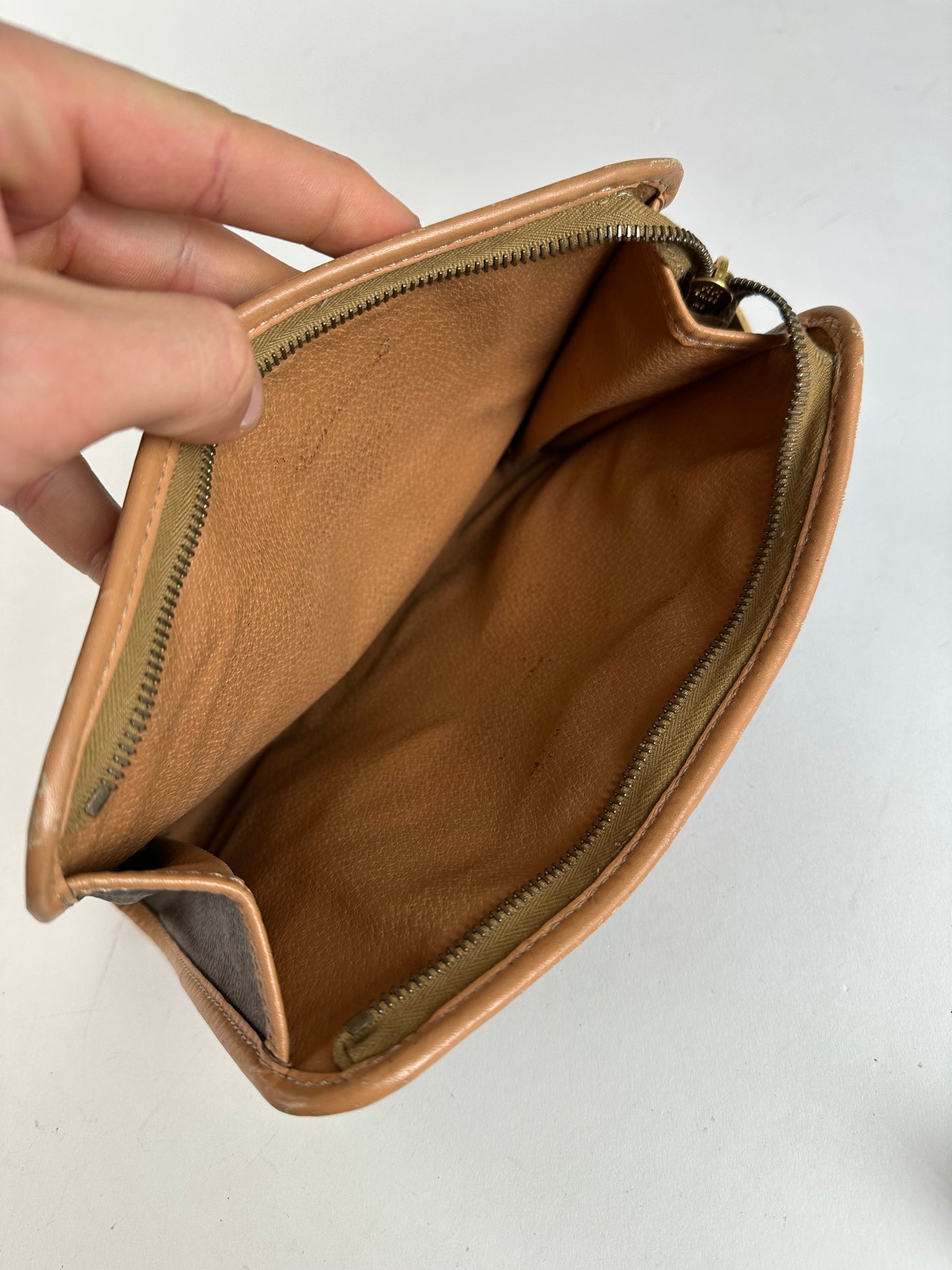 Vintage Celine Macadam Canvas Clutch Pouch Dark Brown