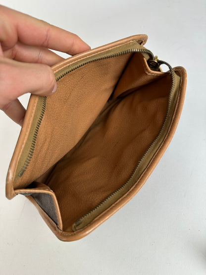 Vintage Celine Macadam Canvas Clutch Pouch Dark Brown