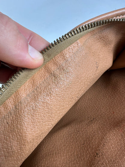 Vintage Celine Macadam Canvas Clutch Pouch Dark Brown