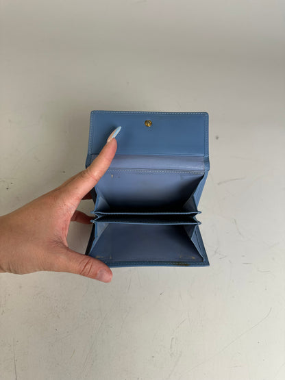 Vintage Saint Laurent Grained Leather Wallet Cobalt Blue Gold