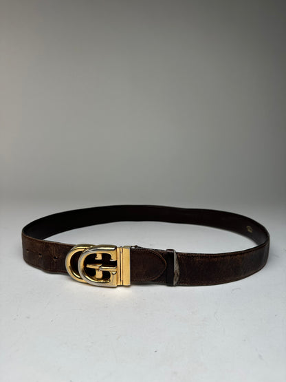 Vintage Gucci GG Leather Belt Brown