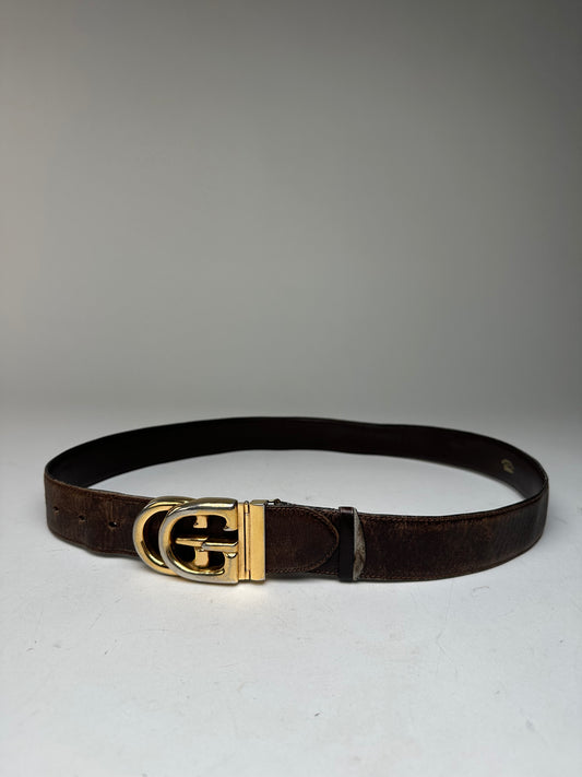 Vintage Gucci GG Leather Belt Brown
