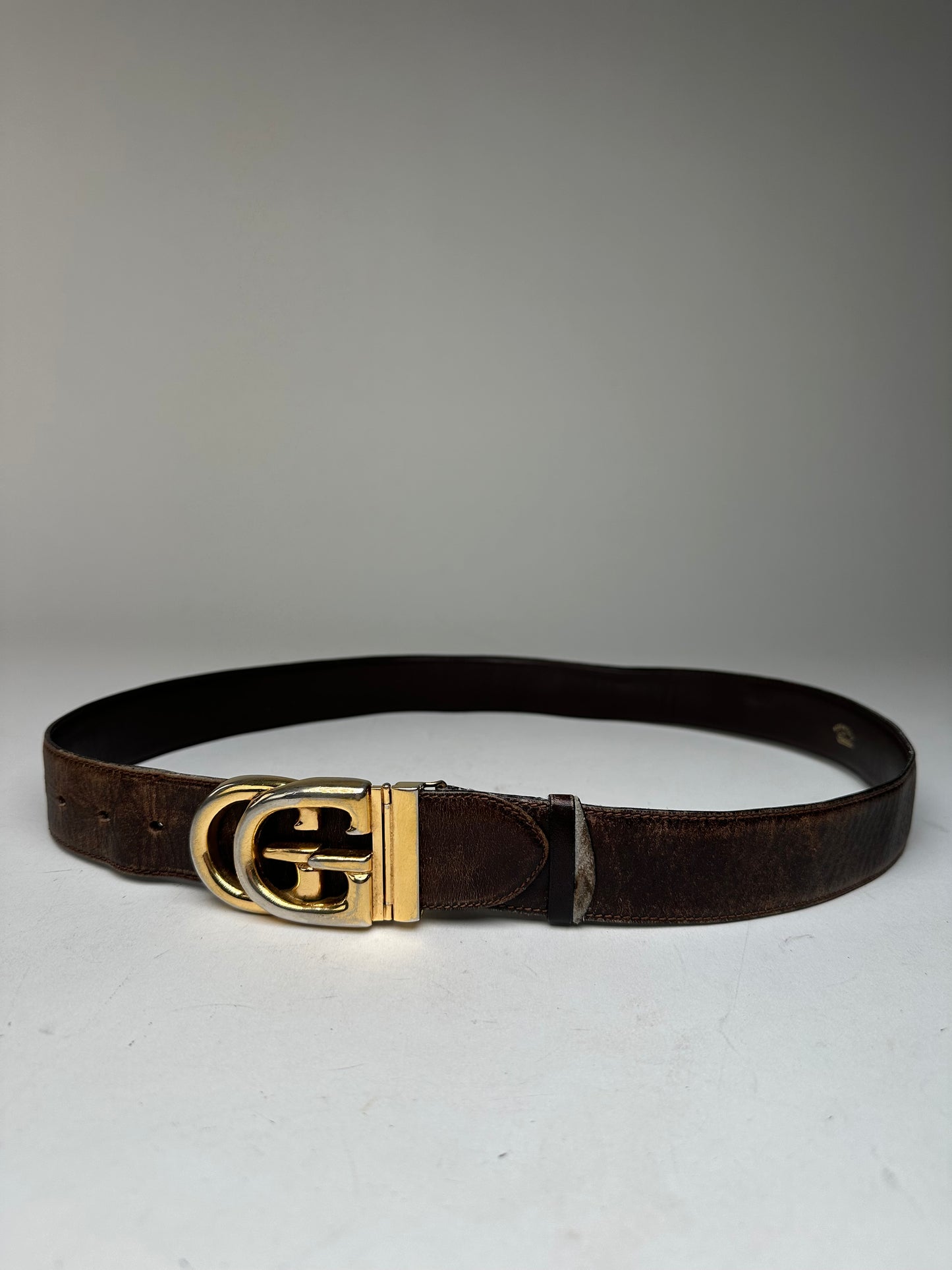 Vintage Gucci GG Leather Belt Brown
