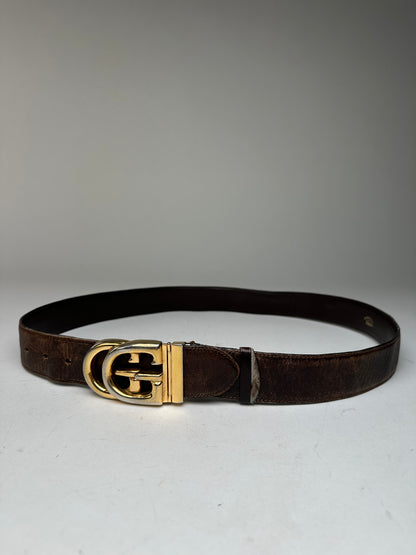 Vintage Gucci GG Leather Belt Brown
