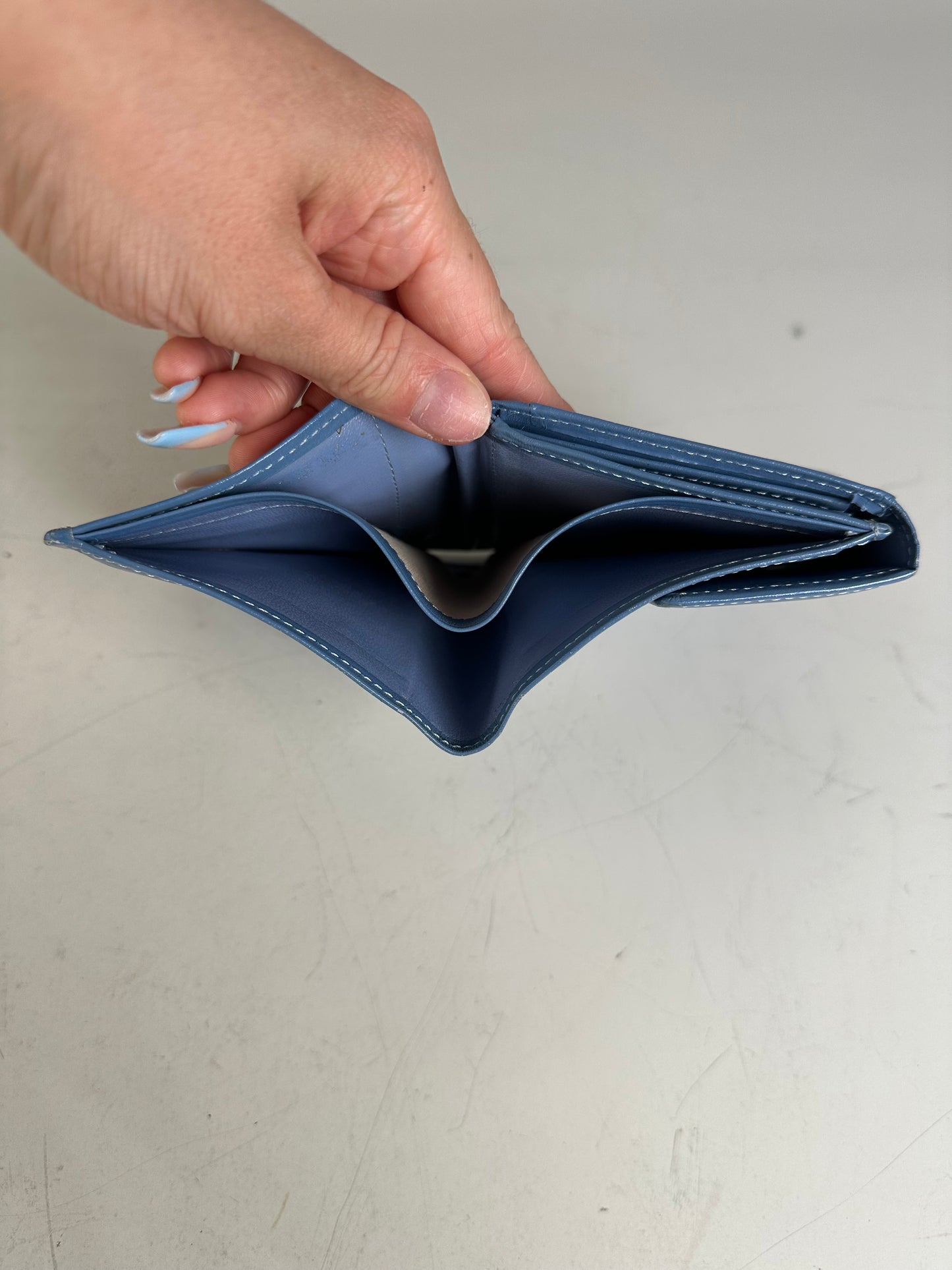 Vintage Saint Laurent Grained Leather Wallet Cobalt Blue Gold