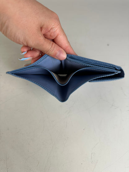 Vintage Saint Laurent Grained Leather Wallet Cobalt Blue Gold