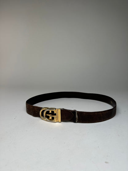 Vintage Gucci GG Leather Belt Brown