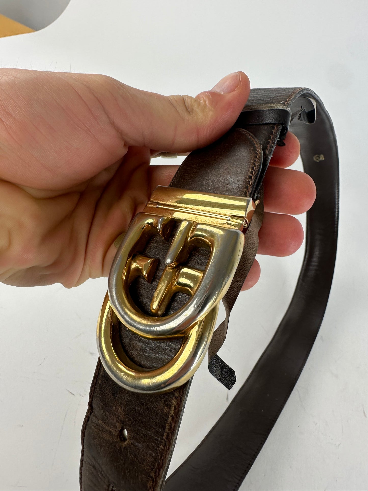 Vintage Gucci GG Leather Belt Brown