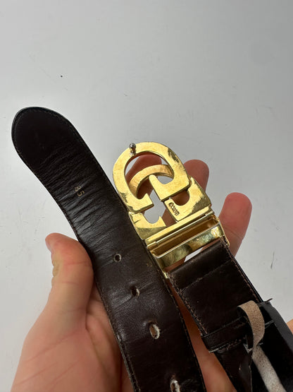 Vintage Gucci GG Leather Belt Brown