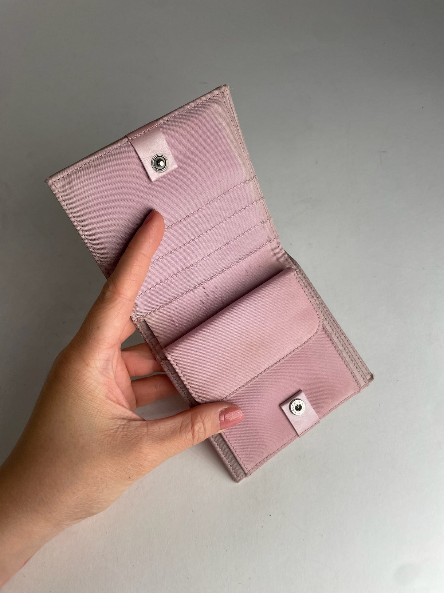 Vintage Dior Leather Polyester Wallet Purple pink
