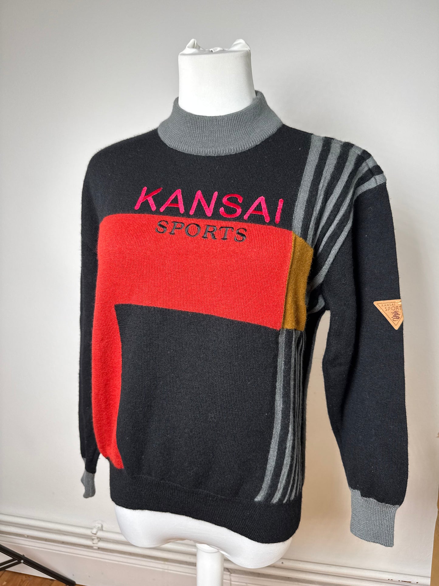 Vintage Kansai Yamamoto Wool Sweater black red M