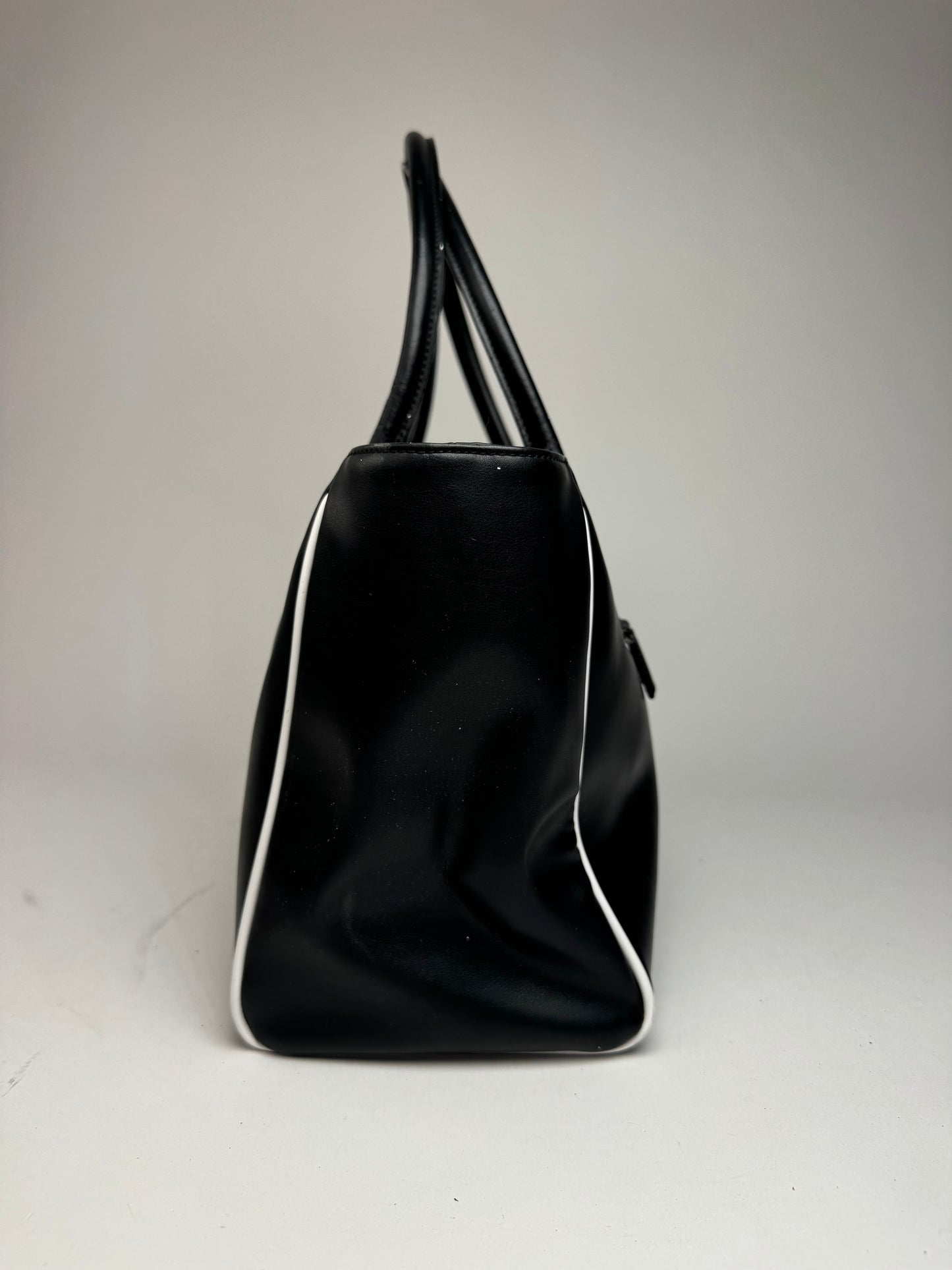 Vintage Courreges Leather Bag Black White