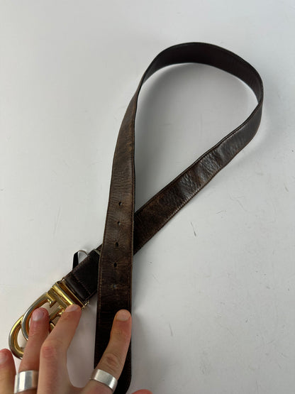 Vintage Gucci GG Leather Belt Brown