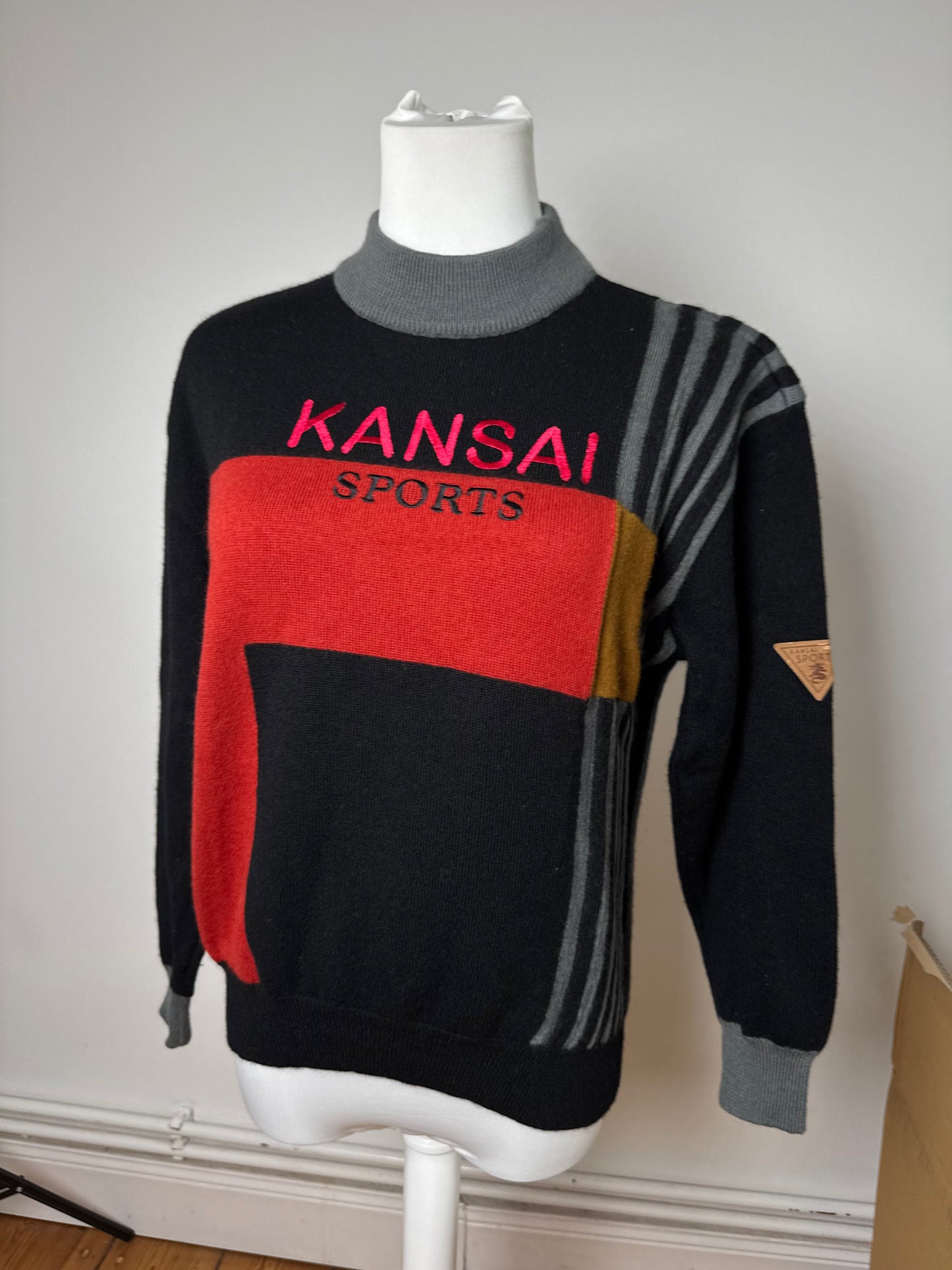 Vintage Kansai Yamamoto Wool Sweater black red M