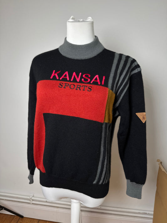 Vintage Kansai Yamamoto Wool Sweater black red M