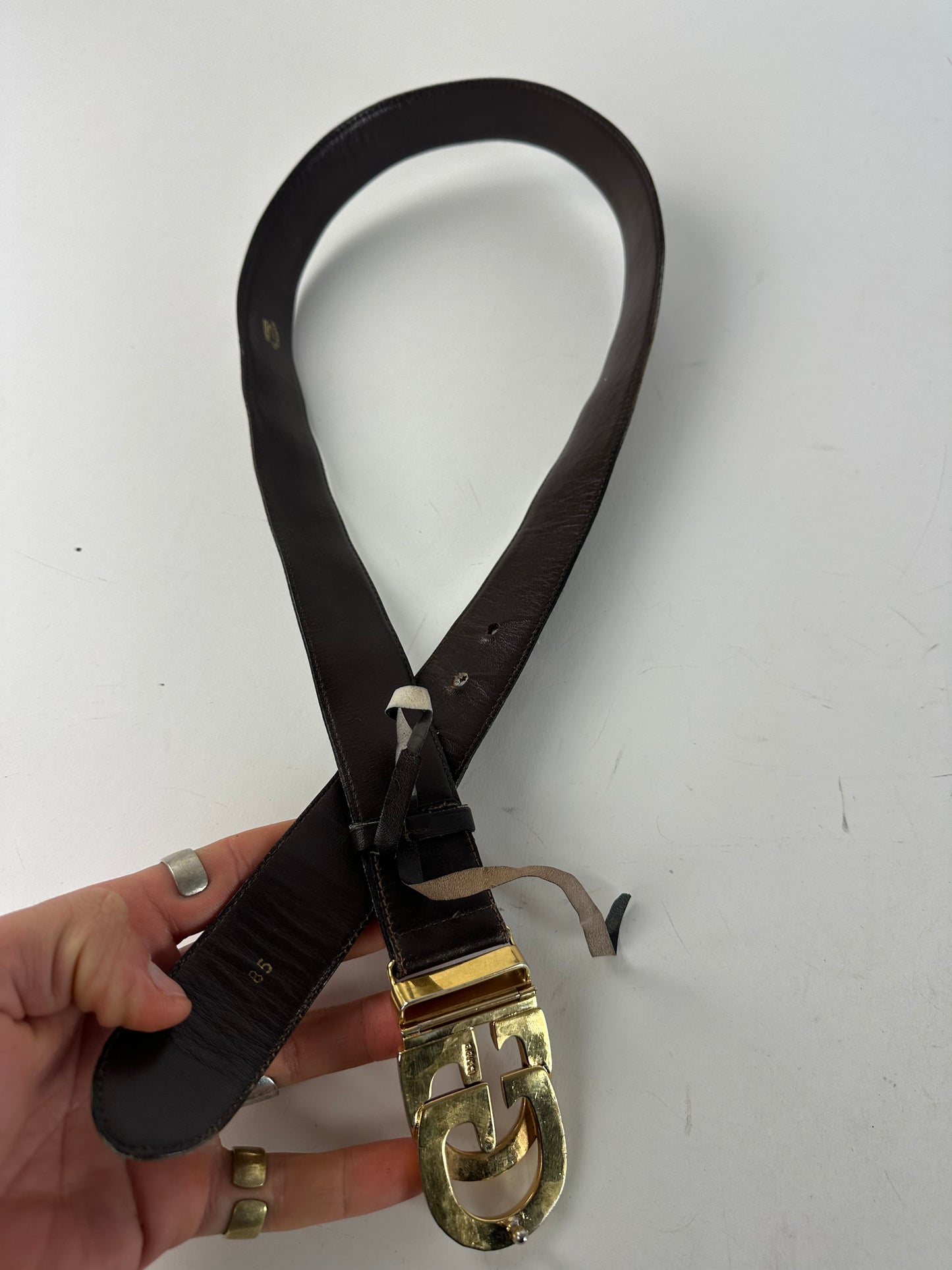 Vintage Gucci GG Leather Belt Brown