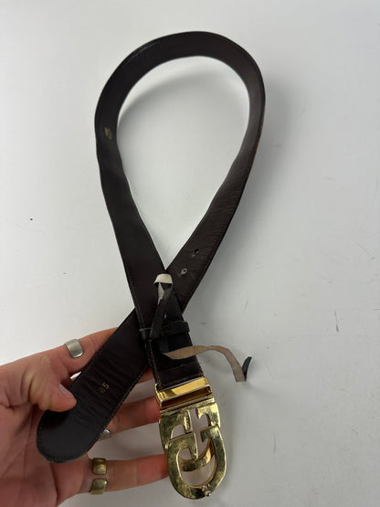 Vintage Gucci GG Leather Belt Brown