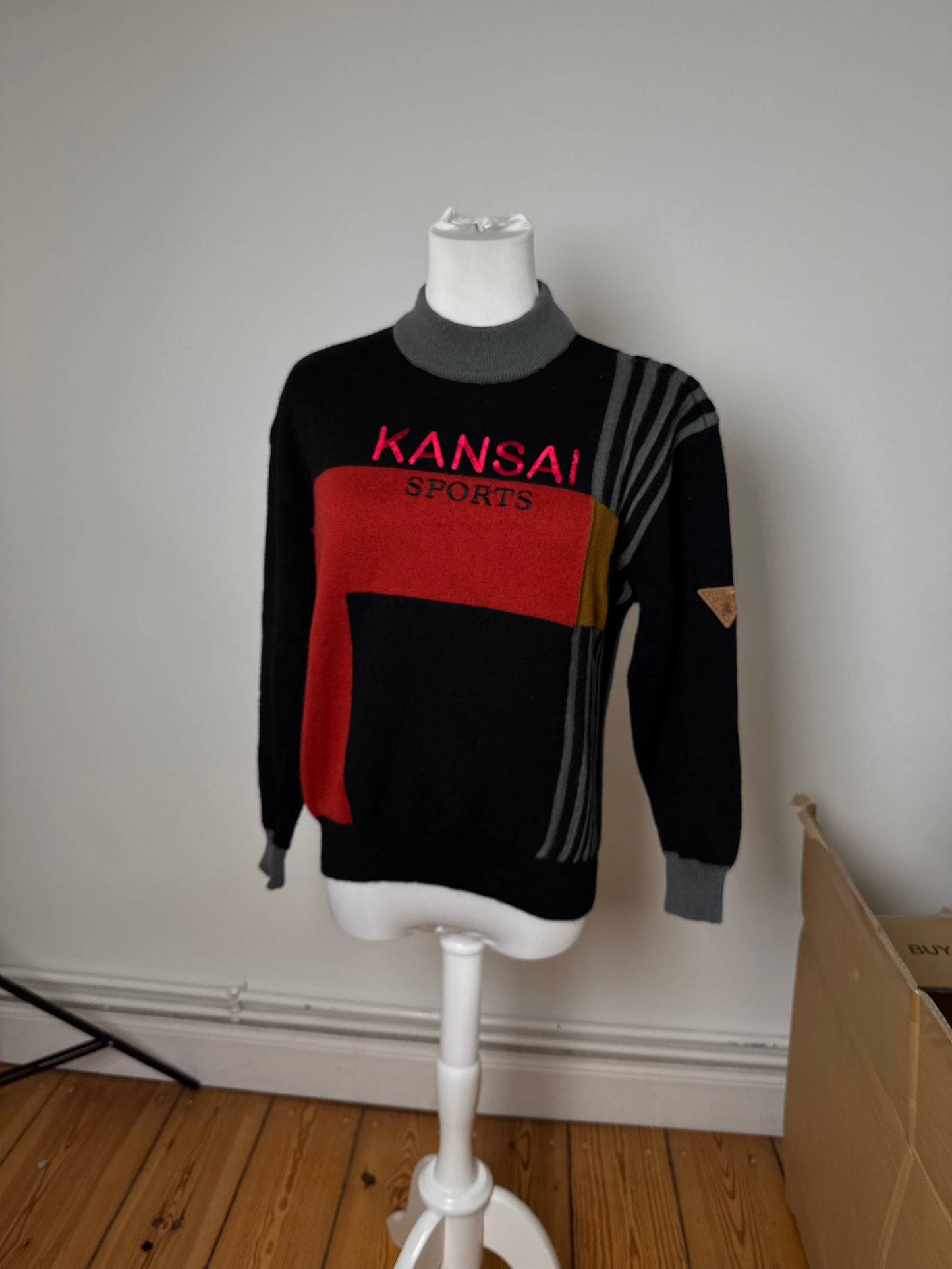 Vintage Kansai Yamamoto Wool Sweater black red M