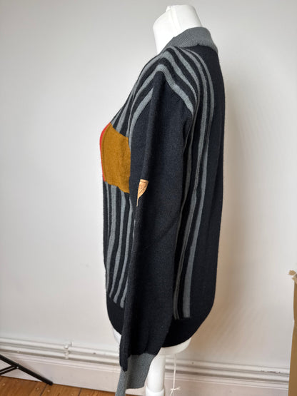 Vintage Kansai Yamamoto Wool Sweater black red M